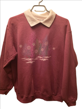 Vintage 90s Morning Sun Christmas Sweatshirt Winter Snowflake Collar XL